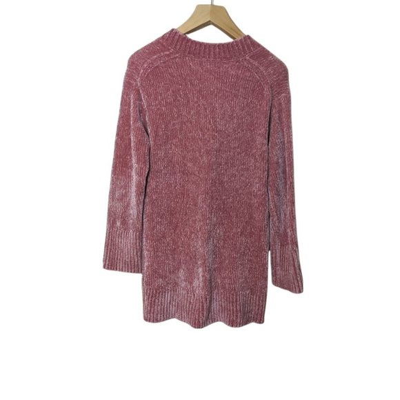 Aritzia Wilfred Violetta Sweater Small Pink Chenille Oversized V-Neck Pullover - Picture 6 of 7